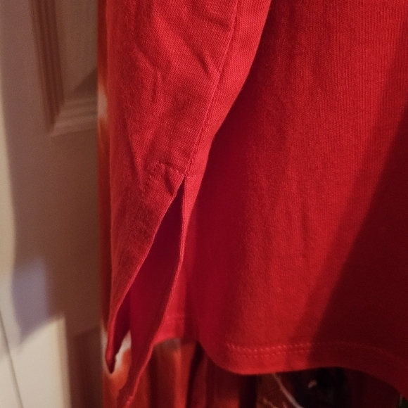 #392 Woman Within Red Ruffle Short Sleeve Top- Size: 1X (22W-24W) - Picture 4 of 8